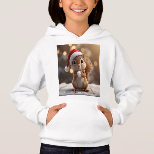 Mignon sweat à capuche pour filles avec écureuil d (Devant)