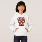 Mignon sweat à capuche pour filles avec un chiot d (Devant entier)