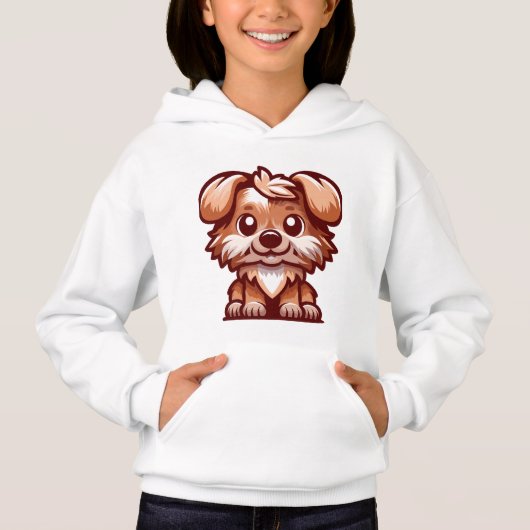 Mignon sweat à capuche pour filles avec un chiot d (Devant)