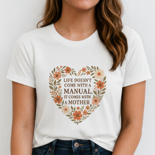 Mignon T-Shirt Cœur Floral Maman ; Citation Aimant