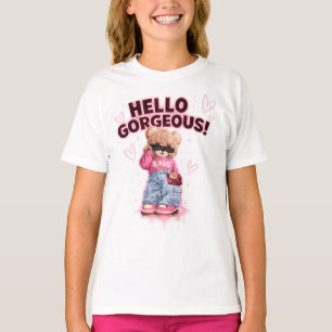 Mignon Teddy Bear de Mode T-Shirt Hello Magnifique