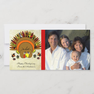 Mignon Turquie Thanksgiving Carte photo familial