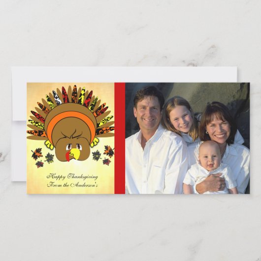 Mignon Turquie Thanksgiving Carte photo familial (Devant)