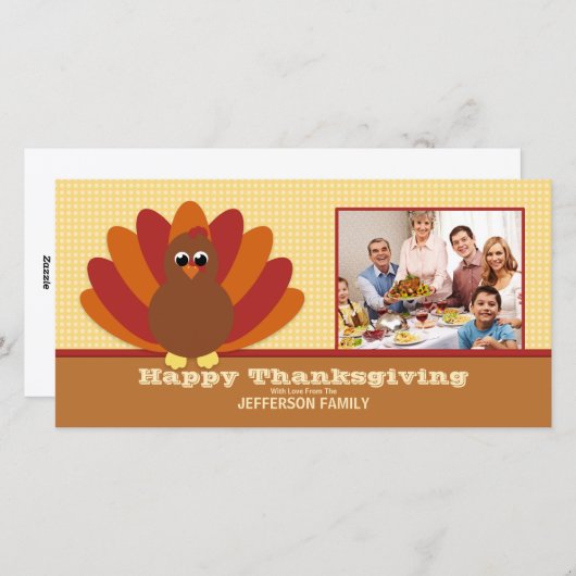 Mignon Turquie Thanksgiving Carte photo familial (Devant / Derrière)