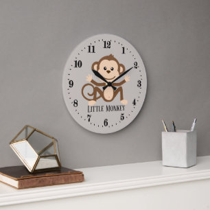 mignon unisex bébé singe décoration murale horloge