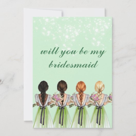 mignon vert tu seras ma femme d'honneur Invitation (Devant)