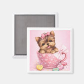 Mignon Yorkie de la Saint-Valentin dans un aimant  (Recto/Verso)