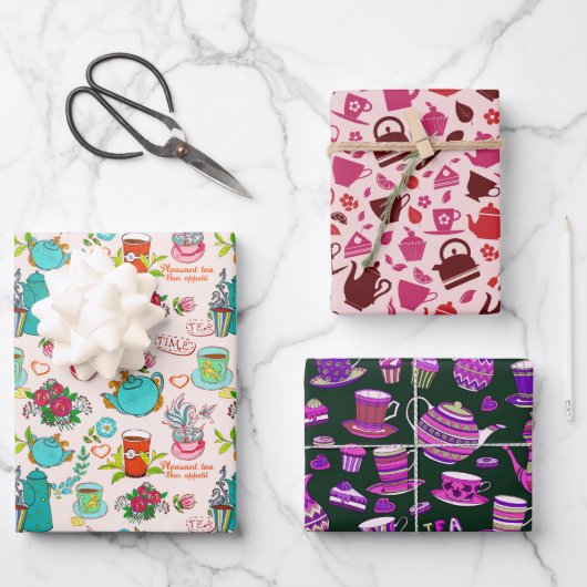 mignonette thé motif enveloppement feuilles papier (Recto)