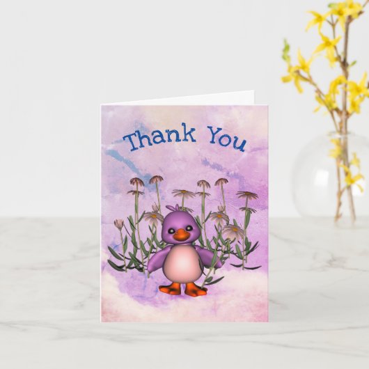 Mignonettes d'oiseaux Carte de remerciements perso (Fleur jaune)