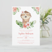 Mignonne 5e anniversaire paresse fille invitation (Debout devant)