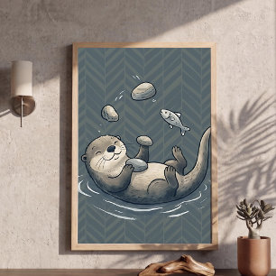 Mignonne affiche de loutre jongleuse pour nurserie