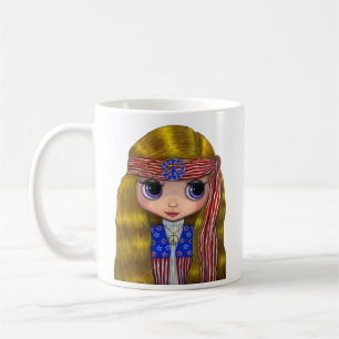 Mignonne Américaine Hippie Poupée Gros Yeux Mug