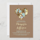 mignonne amour coeur plage nuptiale invitations (Devant)