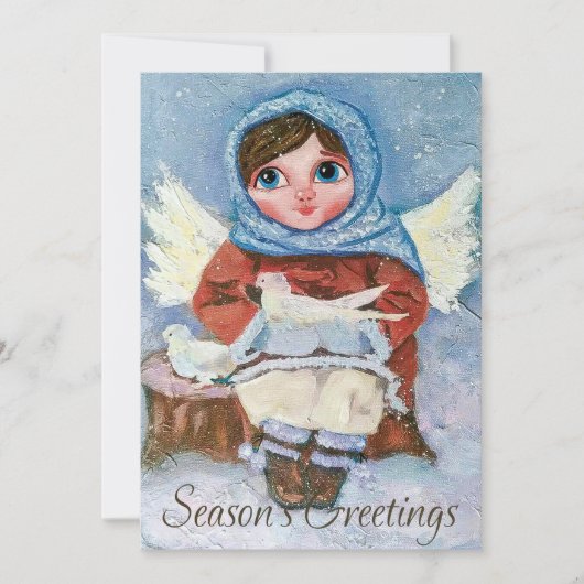 Mignonne Ange Avec Carte De Vacances De Noël De La (Devant)