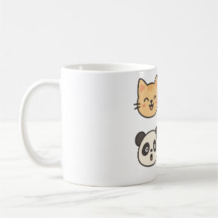 Mignonne Animal Visages Mug - Chat, Chien, Panda,
