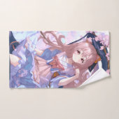 Mignonne Anime Girl Sous Un Arbre En Fleur De Ceri (Serviette à main)