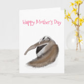Mignonne anteater et carte de fête des mères (Fleur jaune)