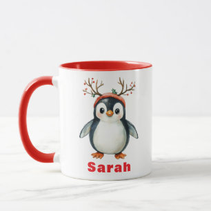 Mignonne Antlers Penguin Fête Café Mug
