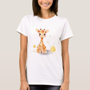Mignonne Baby Giraffe T-Shirt de base femmes