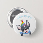 Mignonne badge d'anniversaire de chiot taureau fra (Devant & derrière)
