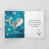 mignonne baleine garçon 1ère carte d'anniversaire (Intérieur)