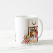 Mignonne Basset Hound Mug de Noël. (Devant droit)