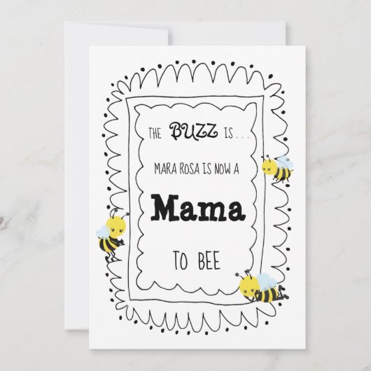 *~* Mignonne Bee MAMA À BEE Baby shower Invitation (Devant)