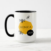 Mignonne Bee Yellow Honeycomb Nom Année Mug pour a (Gauche)