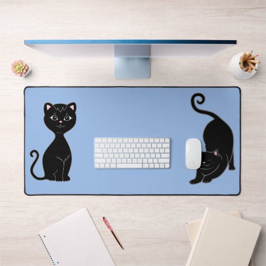Mignonne Black Cat Animes sur Bleu clair (Bureau 1)