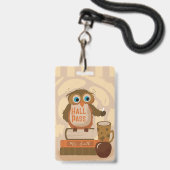 Mignonne Brown Owl Étudiant Hall Badge avec nom (Avant avec lanière)