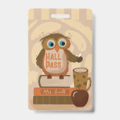 Mignonne Brown Owl Étudiant Hall Badge avec nom (Avant)