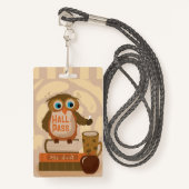Mignonne Brown Owl Étudiant Hall Badge avec nom (Devant avec lanière)