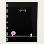 Mignonne Bubblegum Birds sur un fil noir (Devant)