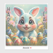 Mignonne Bunny Happy Eastter autocollant (Feuille)