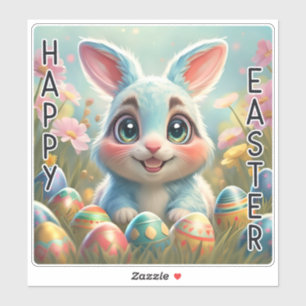Mignonne Bunny Happy Eastter autocollant
