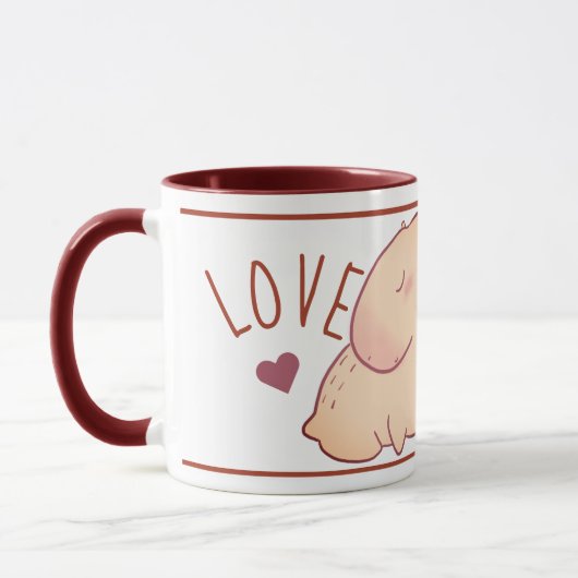 Mignonne capybara rouge Mug à deux tons (Gauche)