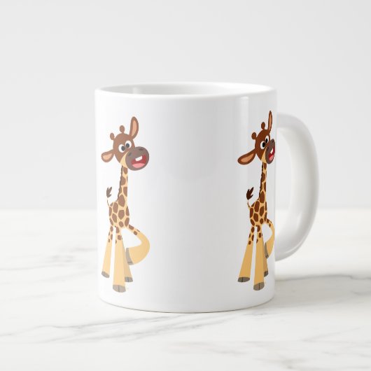Mignonne caricature bébé Giraffe Jumbo Mug (Devant droit)