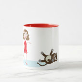 mignonne caricature femme et chatte tasse (Centre)