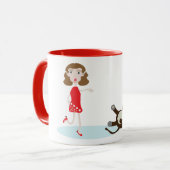 mignonne caricature femme et chatte tasse (Devant gauche)