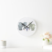 Mignonne Cartoon Elephant Famille Mur Horloge (Maison)
