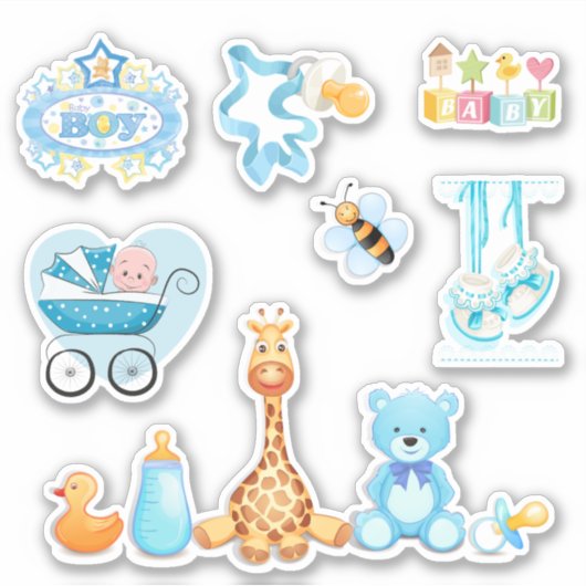 Mignonne C'est un garçon Bleu Bébé Stickers Faire- (Devant)