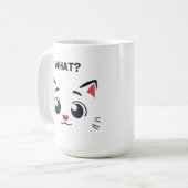 Mignonne Chat Face "QUOI ?" Mug d'expression amusa (Devant gauche)