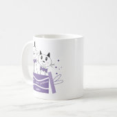 Mignonne Chat Noël Présente Mug (Violet) (Devant gauche)