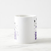 Mignonne Chat Noël Présente Mug (Violet) (Centre)