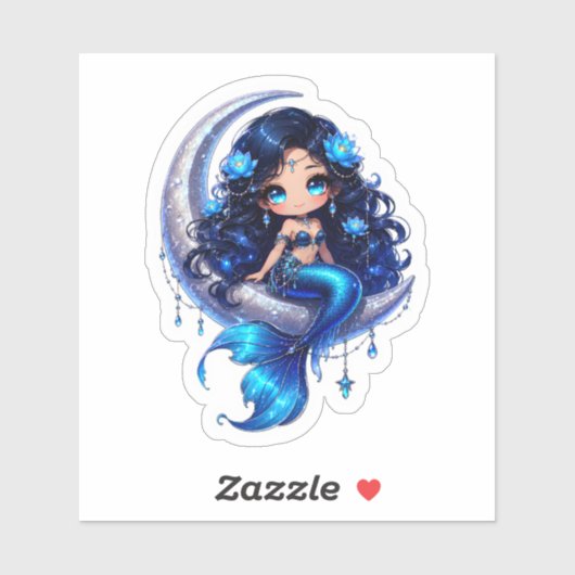 Mignonne Chibi Mermaid Céleste sur Autocollant de (Feuille)