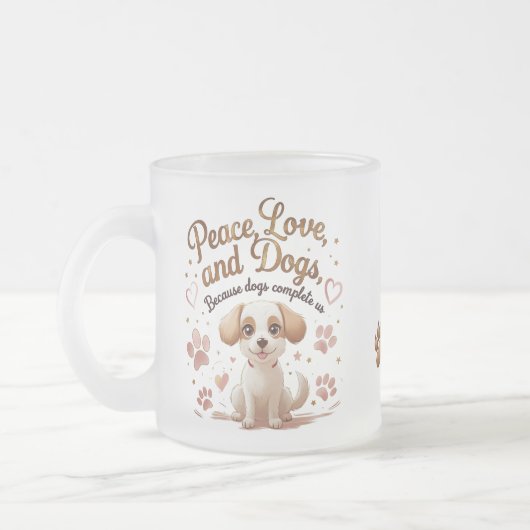 Mignonne Chien Aimer Mug en verre (Gauche)