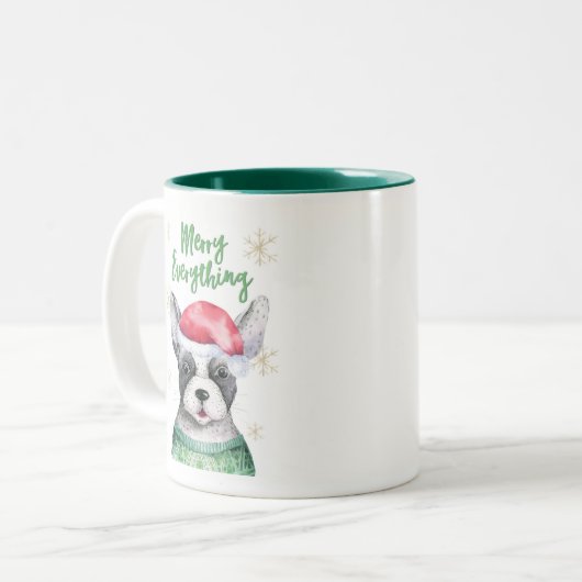 Mignonne chien de Noël deux tones Mug (Devant gauche)