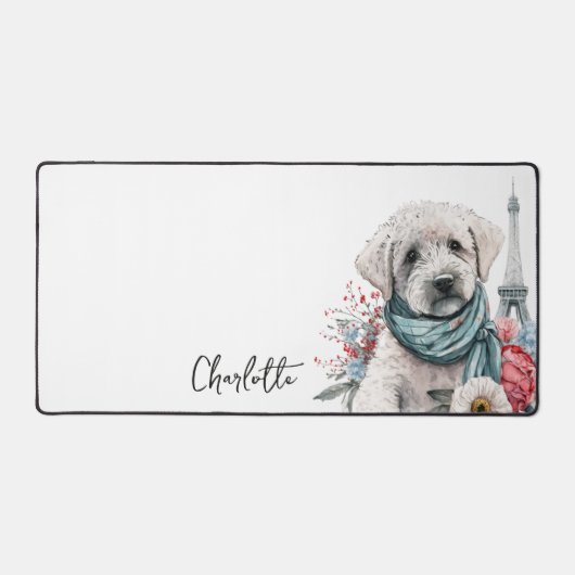 Mignonne Chien Français Rouge Blanc Bleu Tour Eiff (Recto)