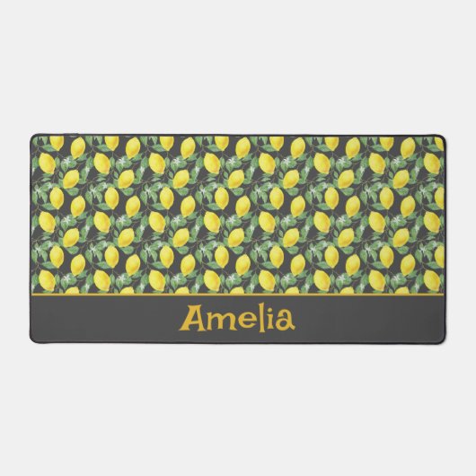Mignonne citron vert jaune motif nom gris (Recto)