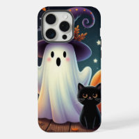 Mignonne, citrouille d'Halloween, chat & fantôme